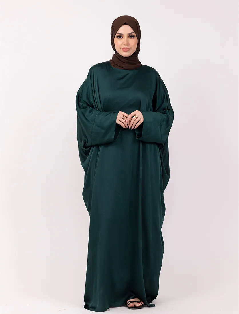 Green Chiffon Satin Batwing 